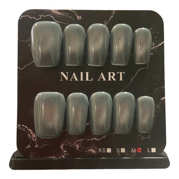 Slate Cat Eye Medium Square Press On Nails  - Size Medium - Picture 2 of 2